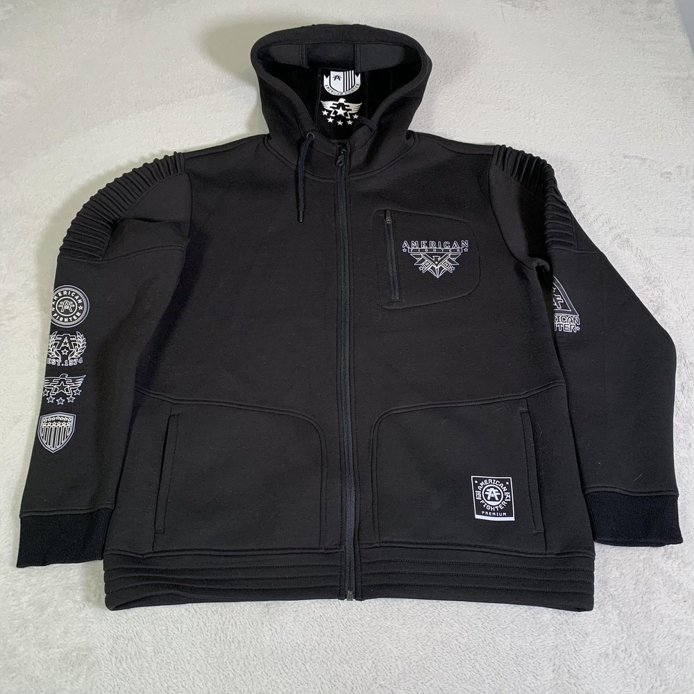 American Fighter Hoodie Mens Medium Black Full Zip Graphic Sweatshirt Jacket